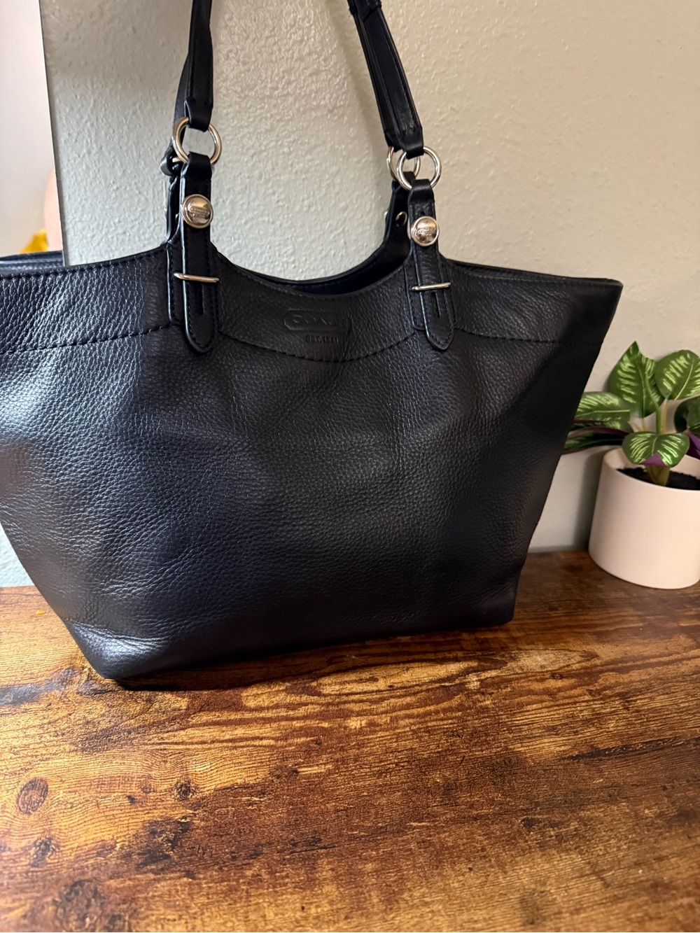 Coach Carly Bleecker F16174 Black Pebbled Leather Large Tote
